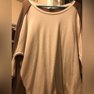 tan/brown color block shirt